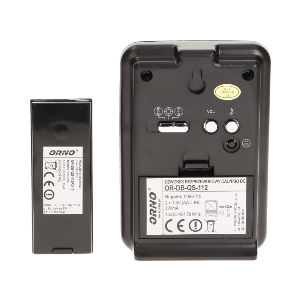 Dzwonek bezprzewodowy CALYPSO DC, bateryjny, learning system, 32 dźwięki, 120m