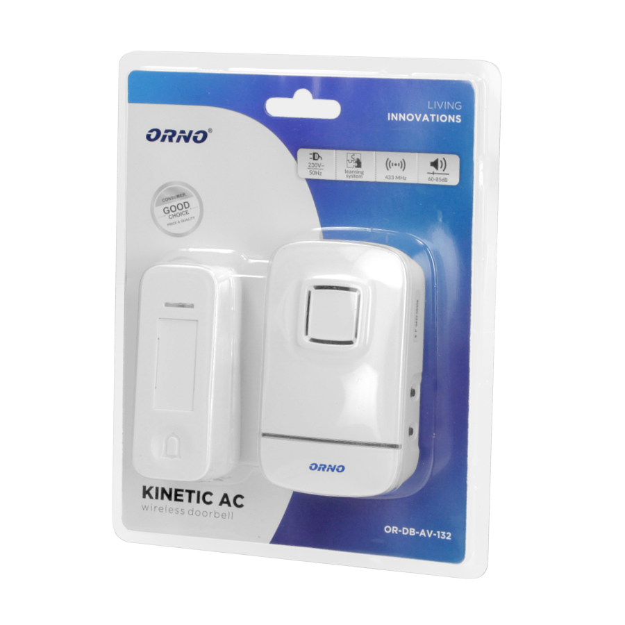 KINETIC AC wireless doorbell, 230V with battery-less button