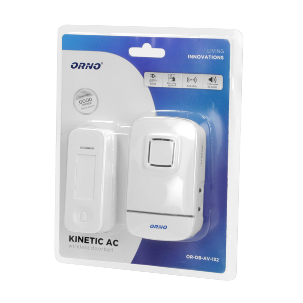 KINETIC AC wireless doorbell, 230V with battery-less button