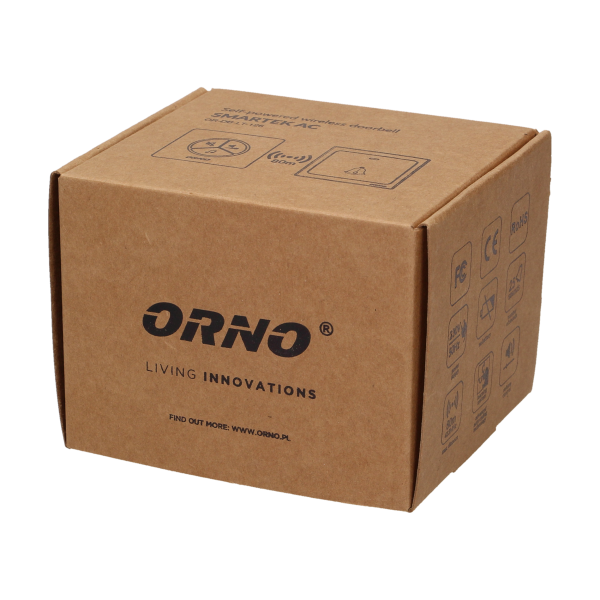 Dzwonek bezprzewodowy SMARTEK AC, sieciowy, bezbateryjny przycisk, learning system, 25 dźwięków, 80m