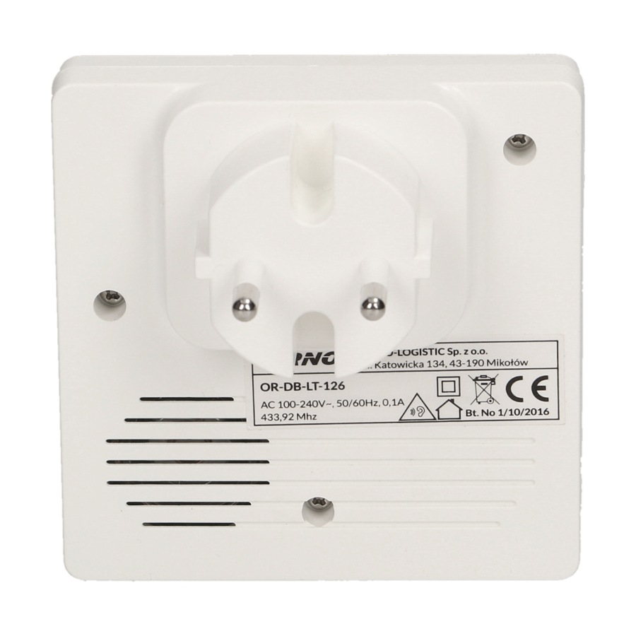 SMARTEK AC wireless doorbell, 230V with battery-less button