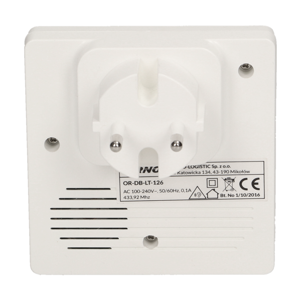 SMARTEK AC wireless doorbell, 230V with battery-less button