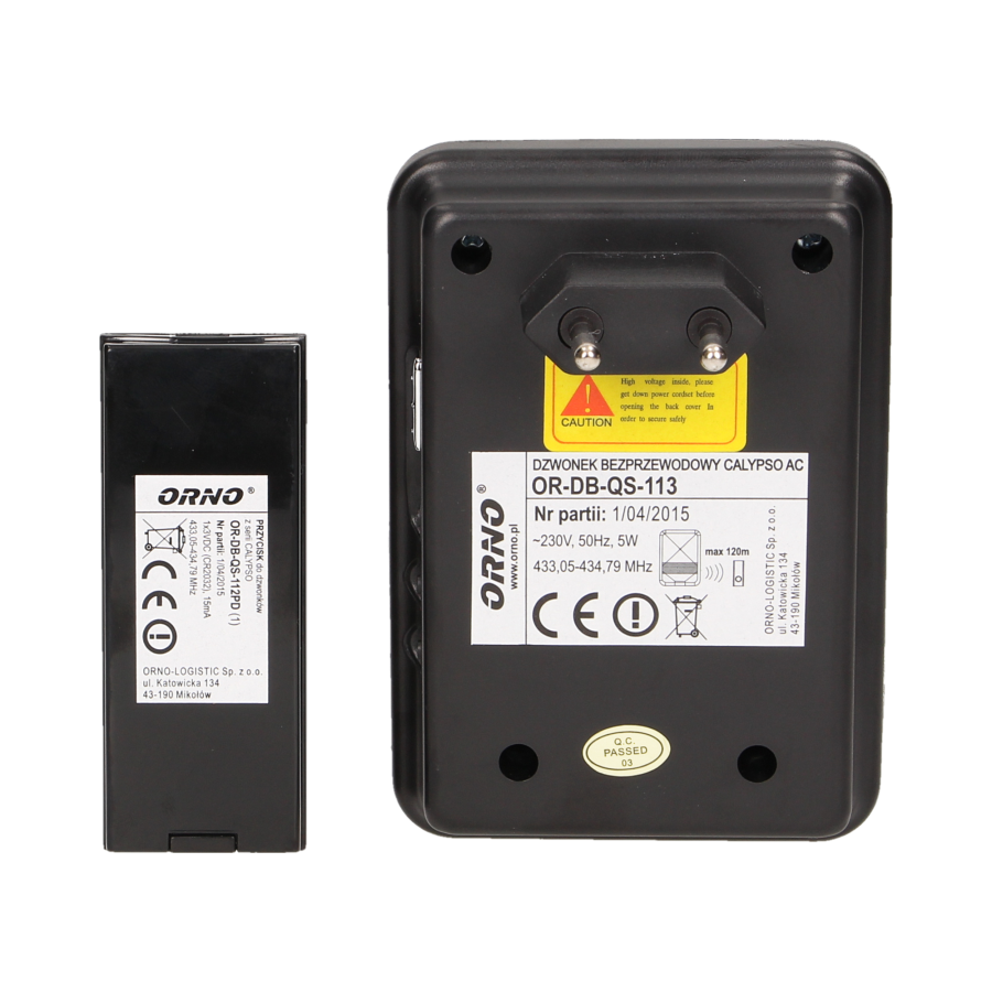 CALYPSO AC wireless doorbell, 230V with learning system