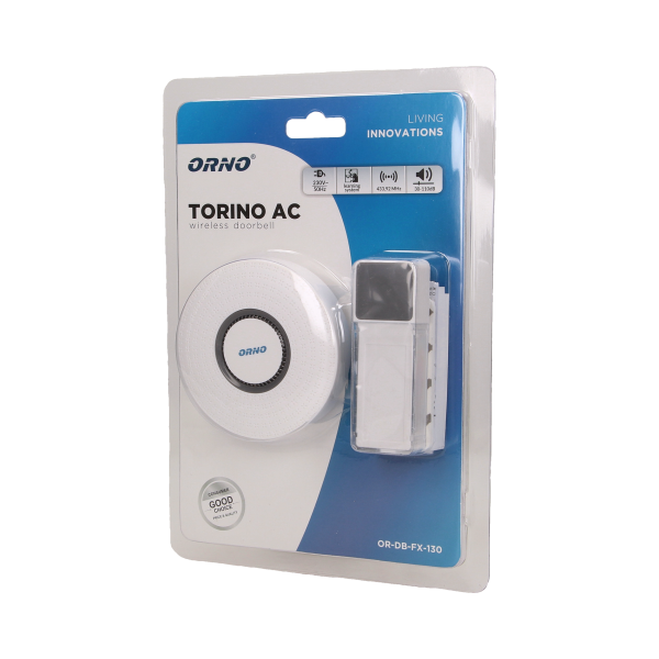 TORINO AC wireless doorbell, 230V with learning system