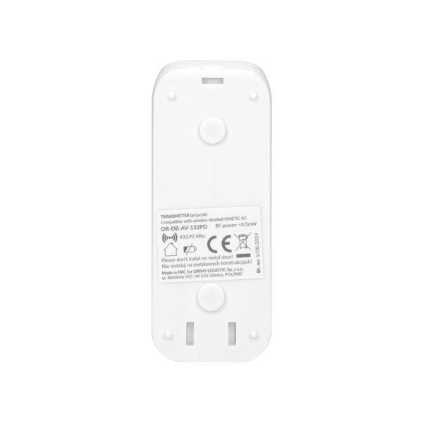 Doorbell button for wireless doorbells, KINETIC series