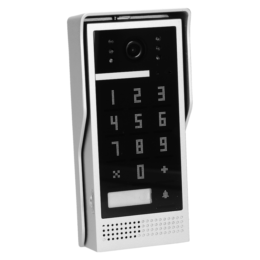 Zestaw wideodomofonowy, bezsłuchawkowy, kolor, LCD 7", z szyfratorem, natynkowy, czarny, CRUX