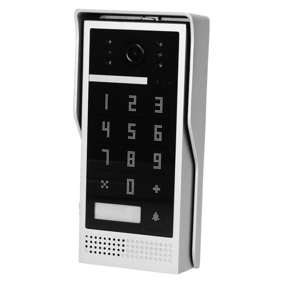 Zestaw wideodomofonowy, bezsłuchawkowy, kolor, LCD 7", z szyfratorem, natynkowy, czarny, CRUX