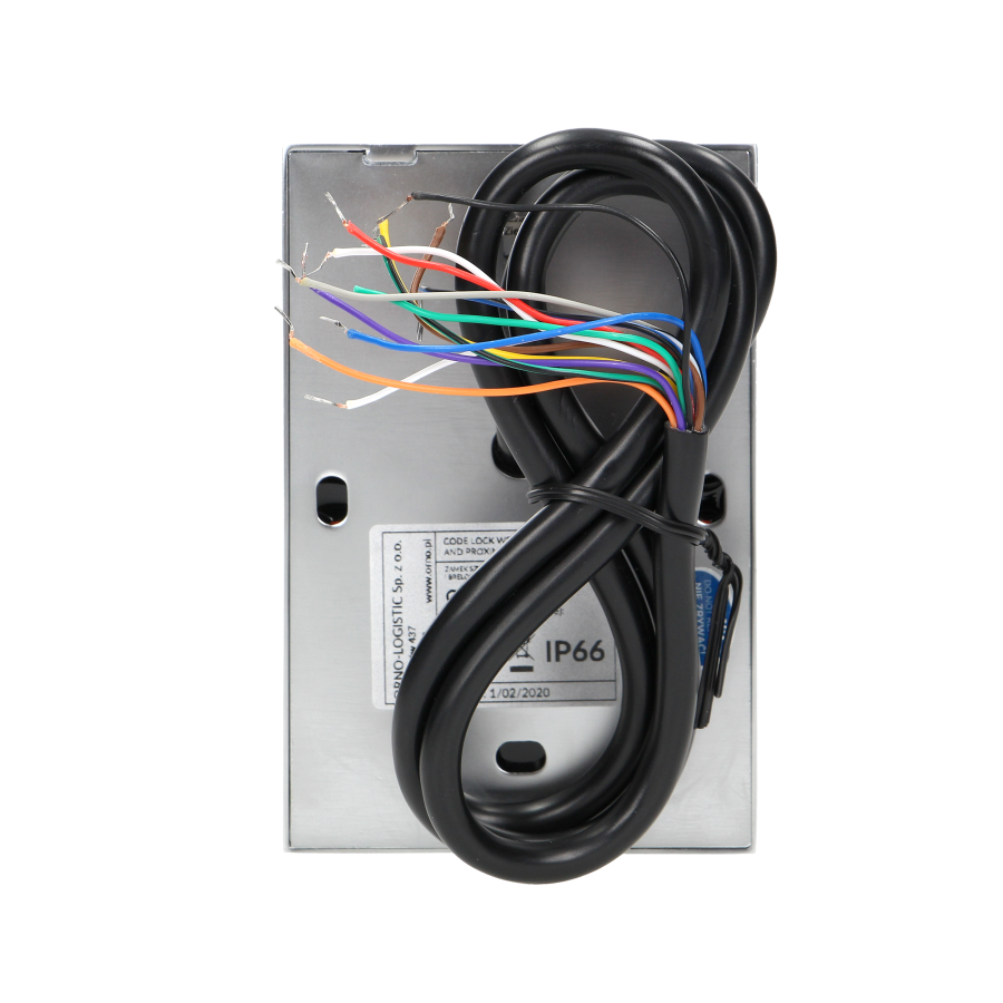 Zamek szyfrowy szeroki z czytnikiem kart i breloków zbliżeniowych, IP66, 2 przekaźniki 2A , wymiary 114,5x75x21