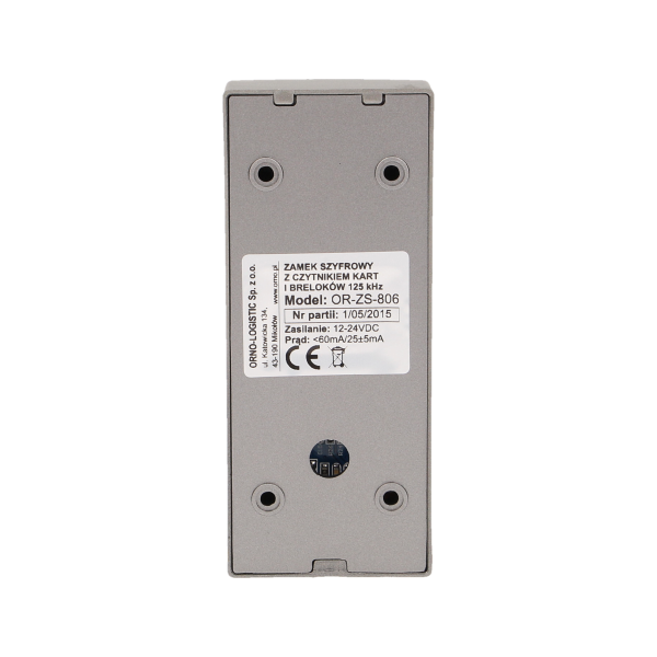 Zamek szyfrowy z czytnikiem kart i breloków zbliżeniowych, IP20