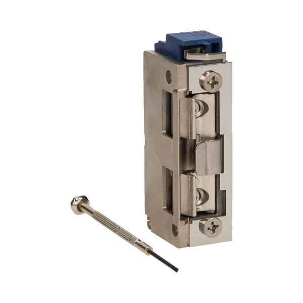 Electric strike with latch guide and lock, MINI