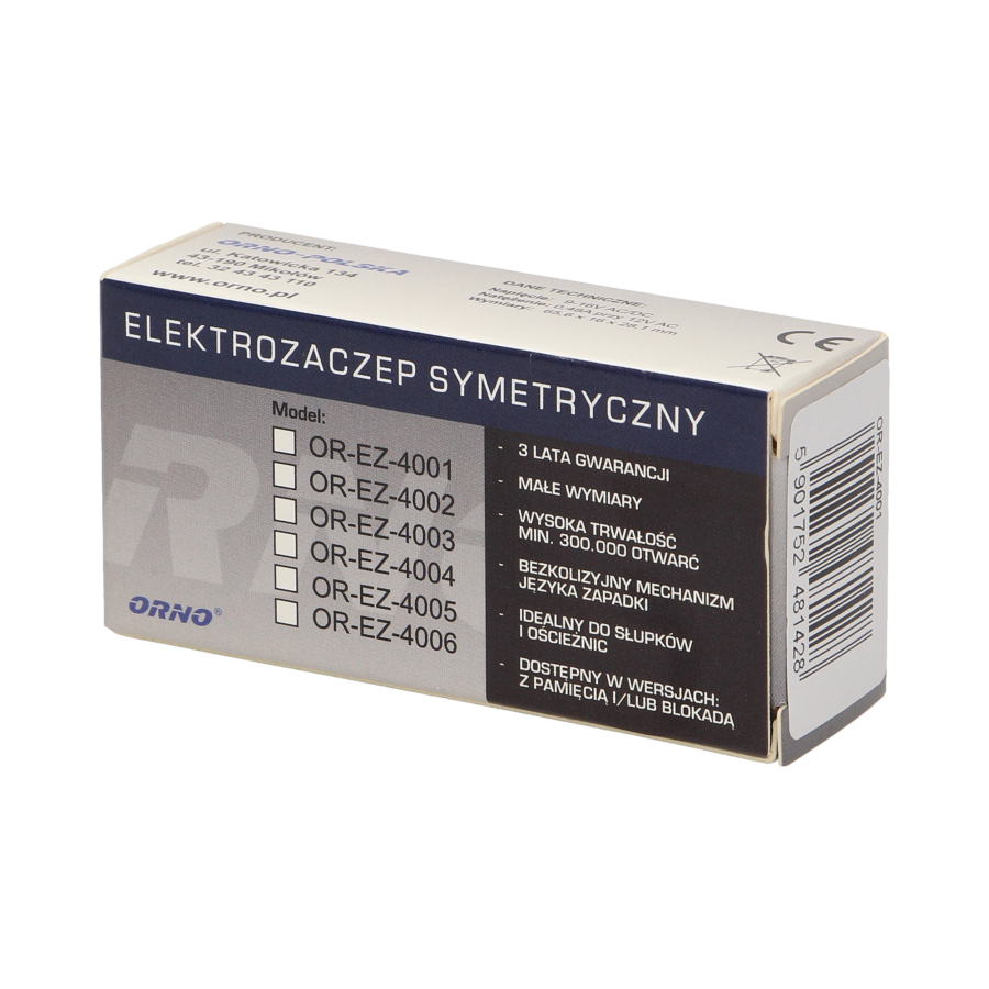 Elektrozaczep symetryczny bez pamięci, bez blokady MINI