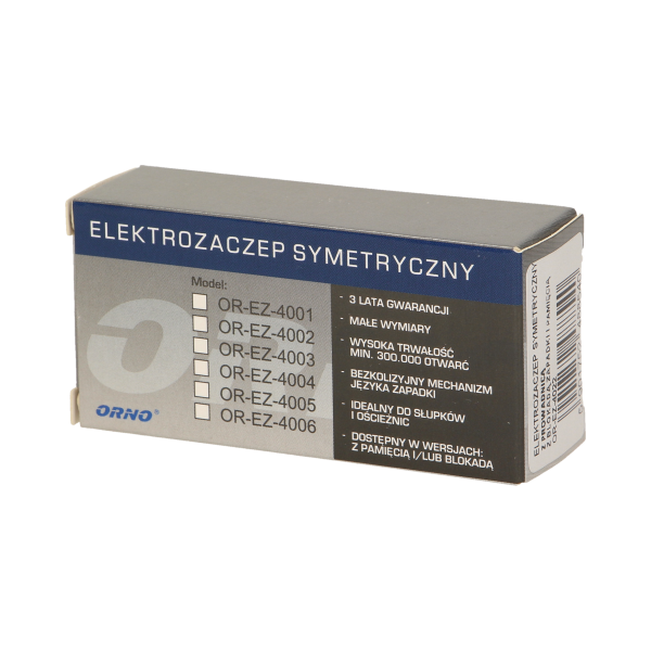 Elektrozaczep symetryczny z prowadnicą, rewersyjny, MINI