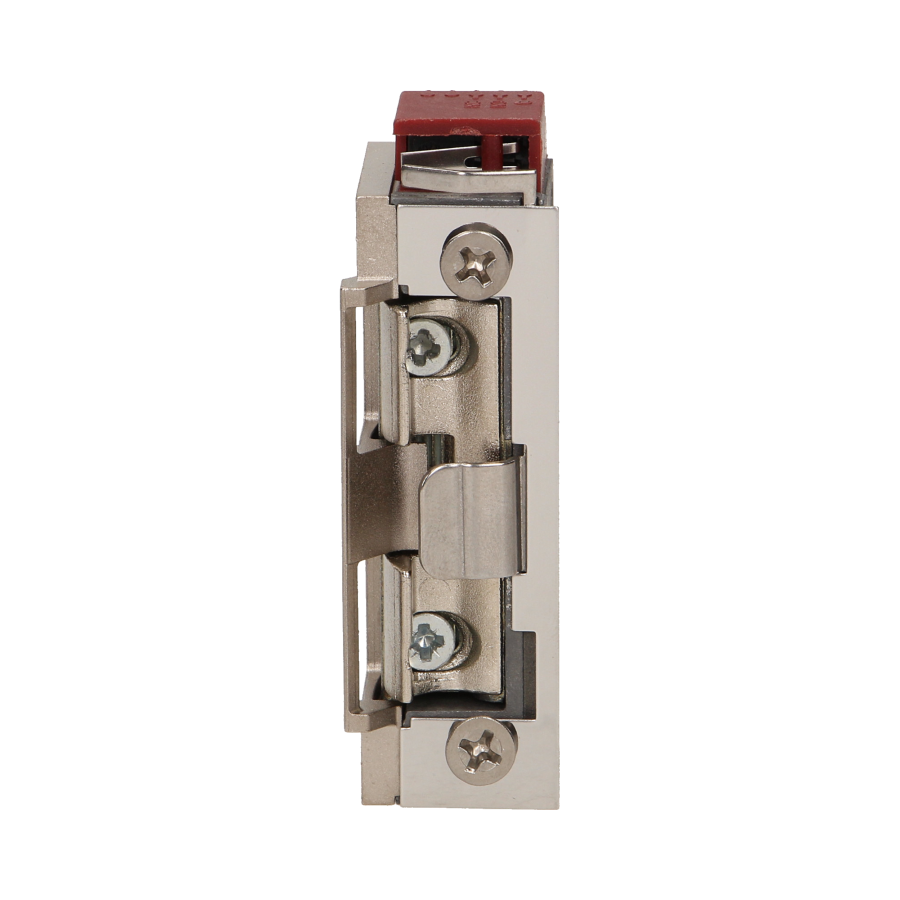 Electric strike with latch guide and unclosed door signalling, reversible, MINI