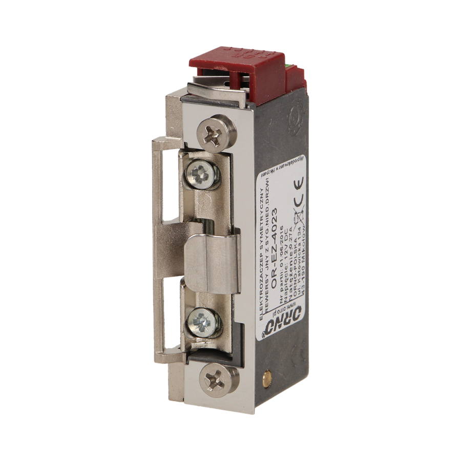 Electric strike with latch guide and unclosed door signalling, reversible, MINI