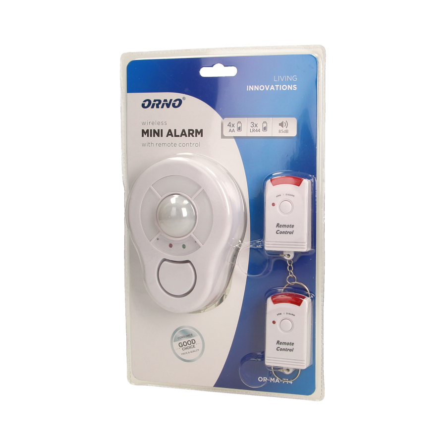 Mini alarm bezprzewodowy sufitowy z wbudowaną syreną sterowany pilotem, 5m, bateryjny