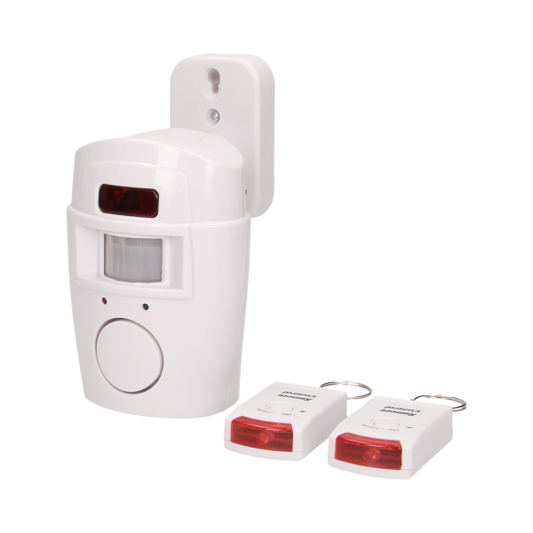 Wireless IR alarm with built-in siren and remote control