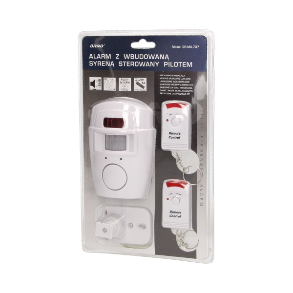 Mini alarm bezprzewodowy z wbudowaną syreną sterowany pilotem, 6m, bateryjny