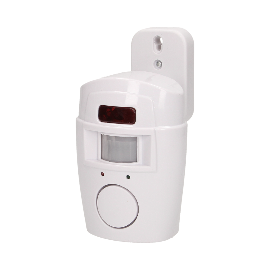 Wireless IR alarm with built-in siren and remote control