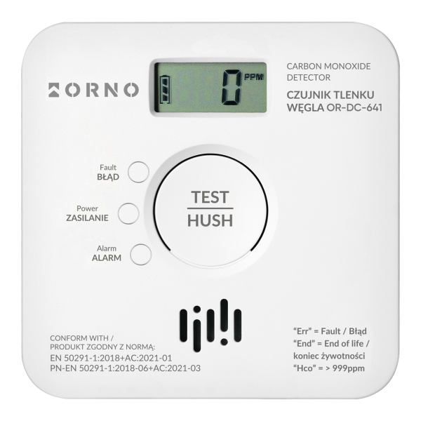 Battery-powered carbon monoxide detector, 2xAA, sensor lifetime 10 years, Tuya Smart Wi-Fi