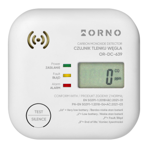 Battery-powered carbon monoxide detector, built-in battery, sensor and battery lifetime 10 years