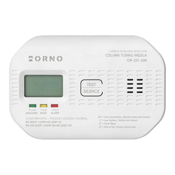 Battery-powered carbon monoxide detector, 2xAA, sensor lifetime 10 years