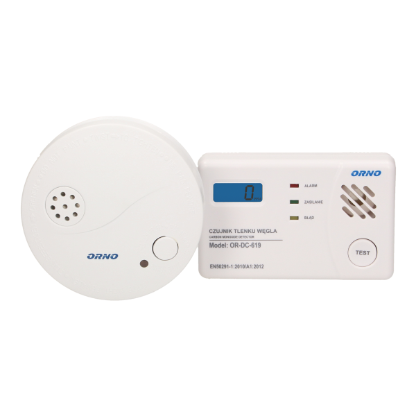 Battery operated carbon monoxide and smoke detector set