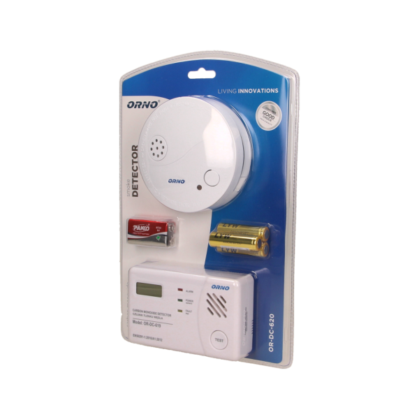 Battery operated carbon monoxide and smoke detector set