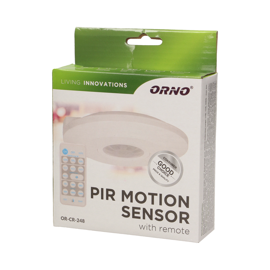 Ultra flat PIR motion sensor 360° with remote control