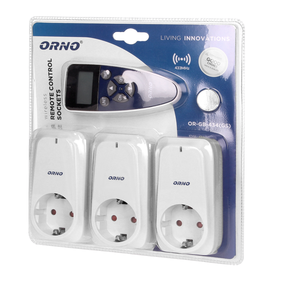 Set of wireless sockets with remote control and timer function, 3+1