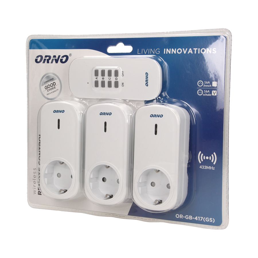 Set of wireless sockets with remote control, 3+1