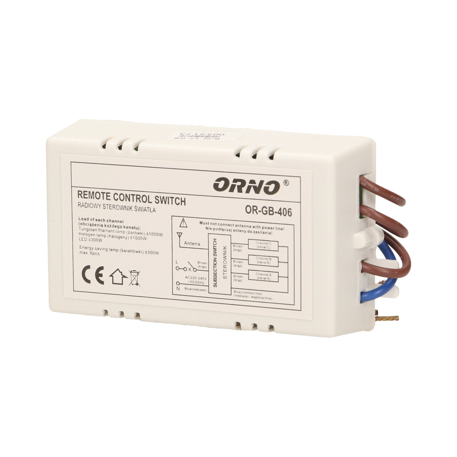 3-channels wireless switch with remote control