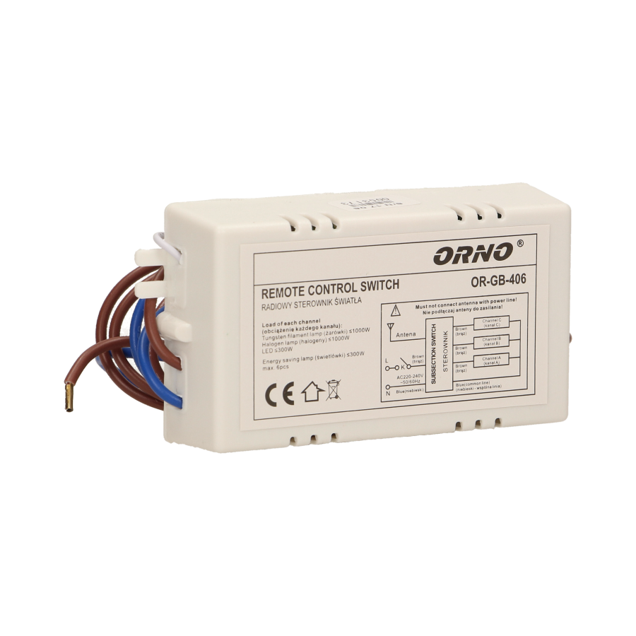 3-channels wireless switch with remote control