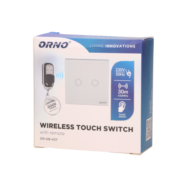 Wireless, 2 gang touch switch with remote control