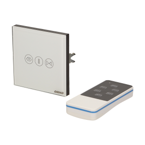 Wireless, touch curtain switch with remote control