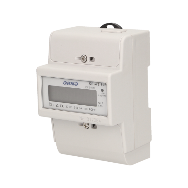 1-fazowy wskaźnik zużycia energii elektrycznej, 80A, 3 moduły, DIN TH-35mm