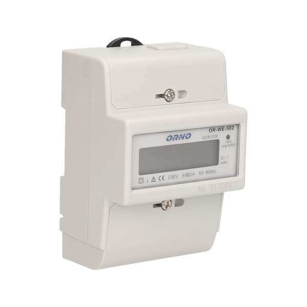 1-fazowy wskaźnik zużycia energii elektrycznej, 80A, 3 moduły, DIN TH-35mm