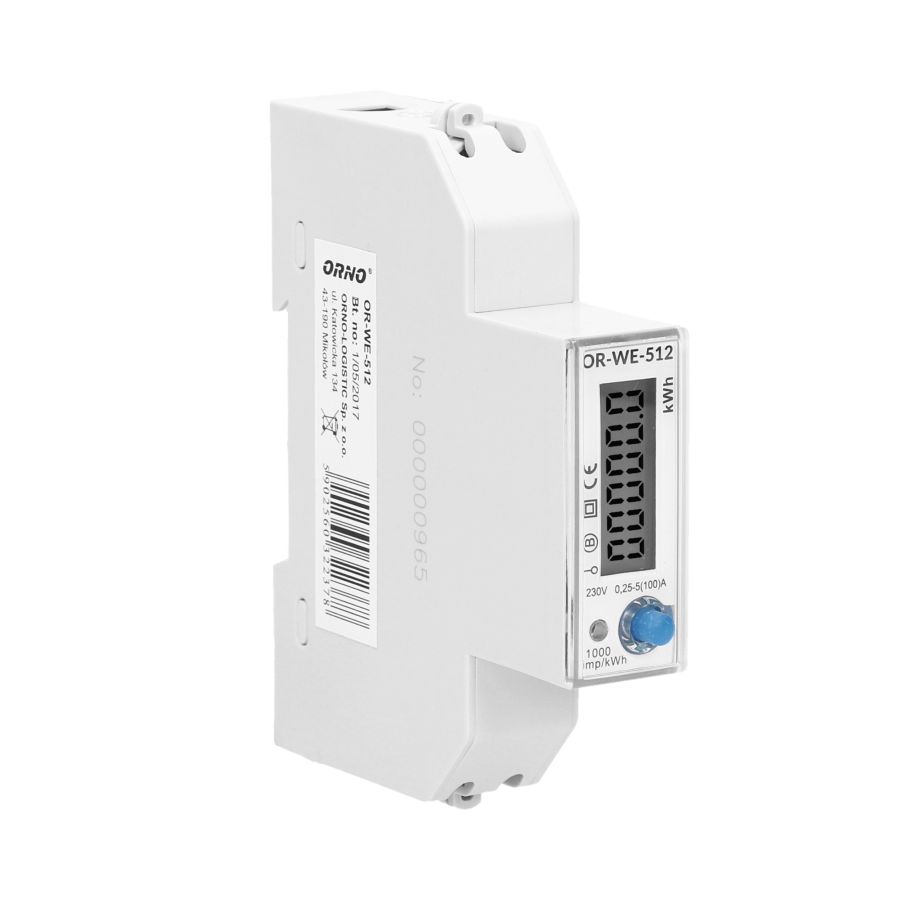 1-fazowy licznik energii elektrycznej, 100A, MID, 1 moduł, DIN TH-35mm
