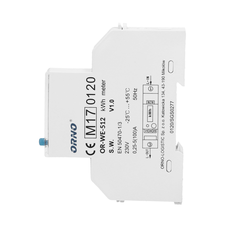 1-phase energy meter, 100A, MID, 1 module, DIN TH-35mm