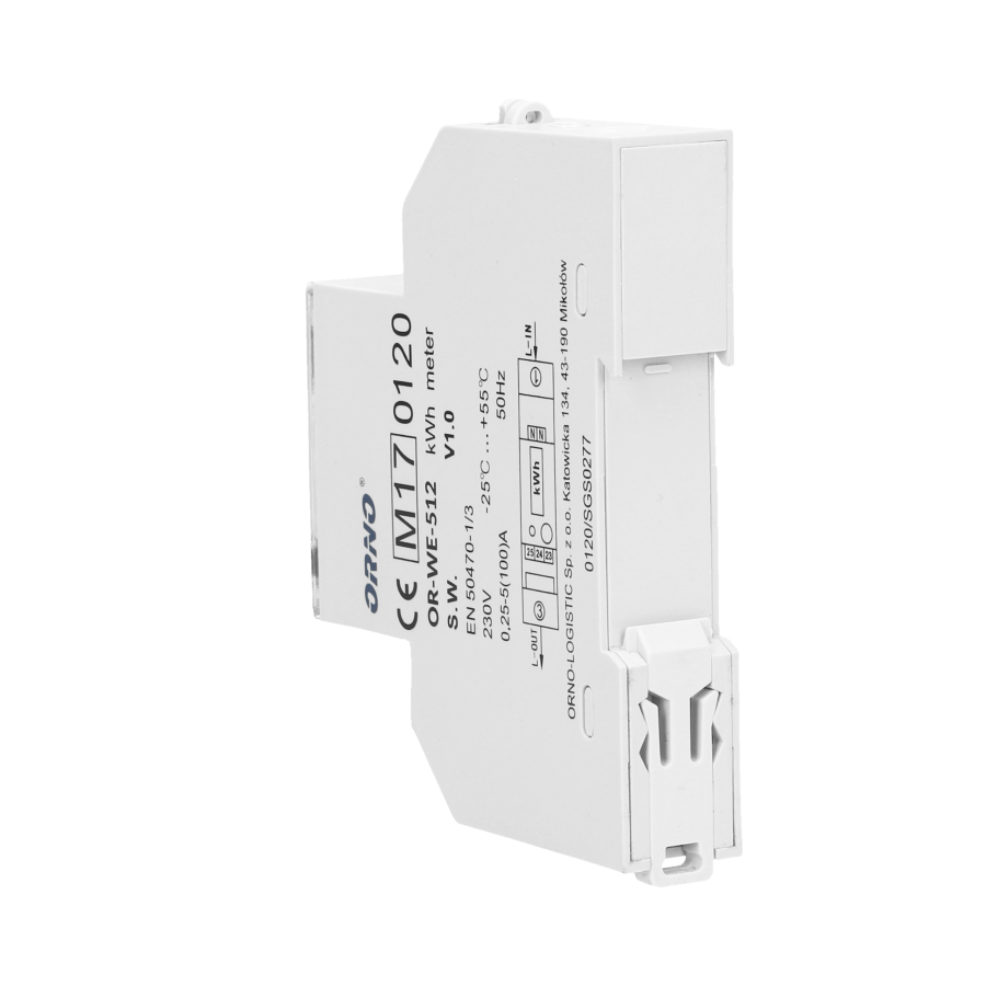 1-fazowy licznik energii elektrycznej, 100A, MID, 1 moduł, DIN TH-35mm