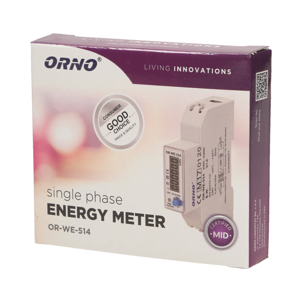 1-phase energy meter with RS-485, 100A, RS-485 port, MID, 1 module, DIN TH-35mm