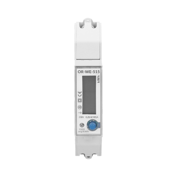 1-phase multi-tariff energy meter wtih RS-485, 100A MID, 1 module, DIN TH-35mm