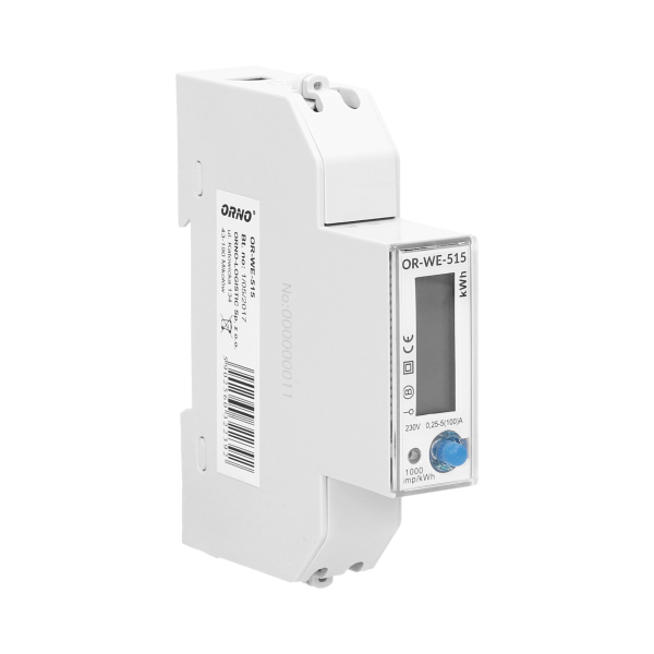 1-phase multi-tariff energy meter wtih RS-485, 100A MID, 1 module, DIN TH-35mm