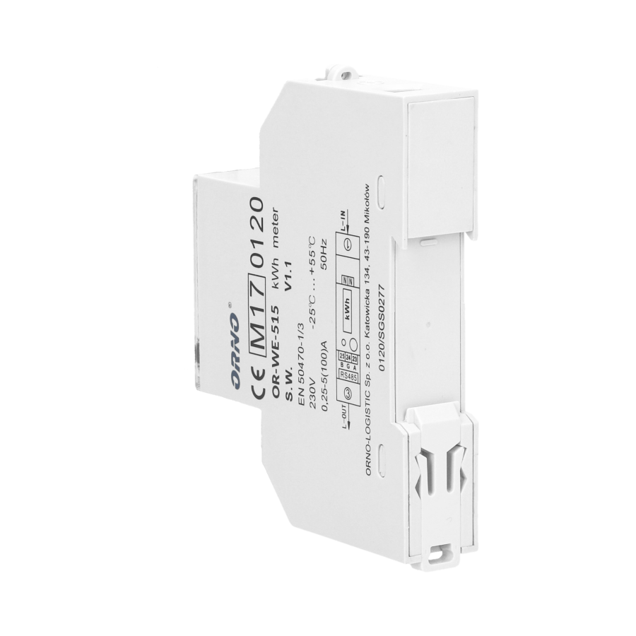 1-phase multi-tariff energy meter wtih RS-485, 100A MID, 1 module, DIN TH-35mm