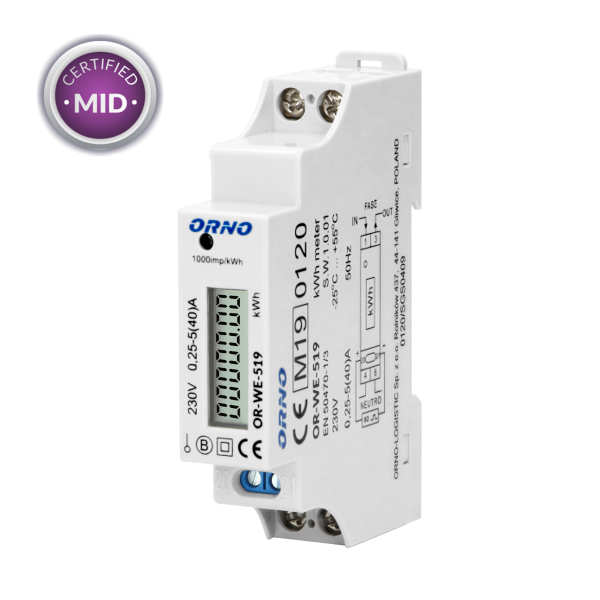 1-phase energy meter with MID, 40A