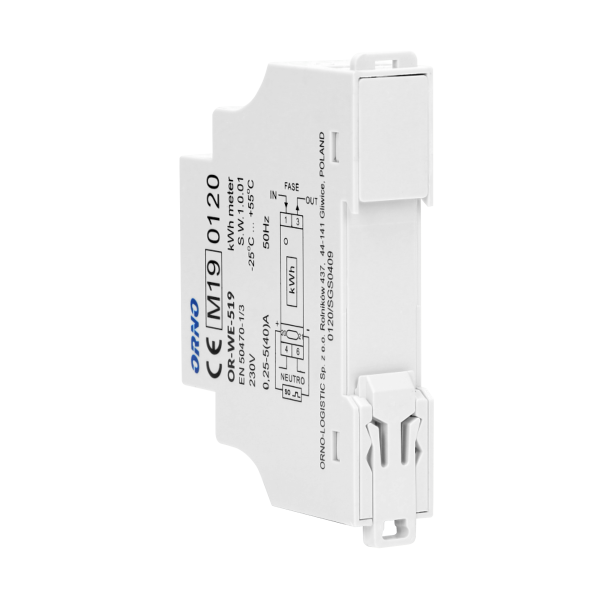 1-fazowy licznik energii elektrycznej, 40A, MID, wyjście impulsowe, 1 moduł, DIN TH-35mm