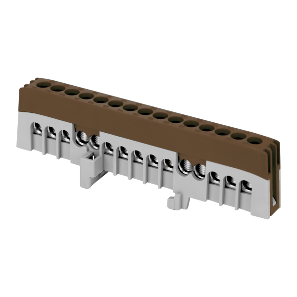 Insulated distribution busbar L, 15 wires, brown