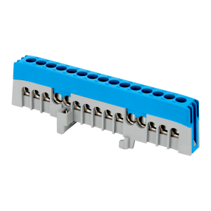 Insulated distribution busbar N, 15 wires, blue