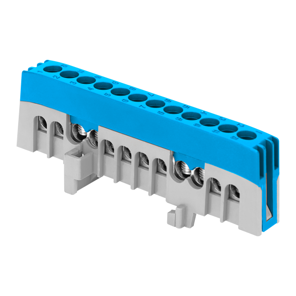 Insulated distribution busbar N, 12 wires, blue