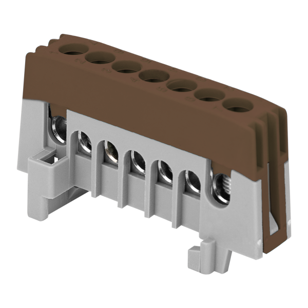 Insulated distribution busbar L, 7 wires, brown