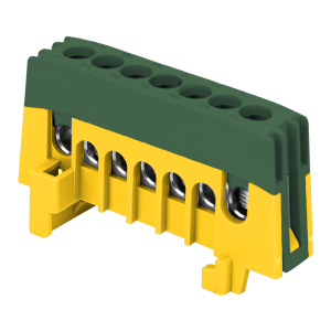 Insulated distribution busbar PE, 7 wires, green